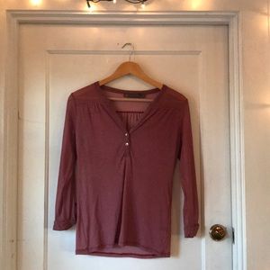 Patterned Long Sleeve Blouse with Gold Buttons